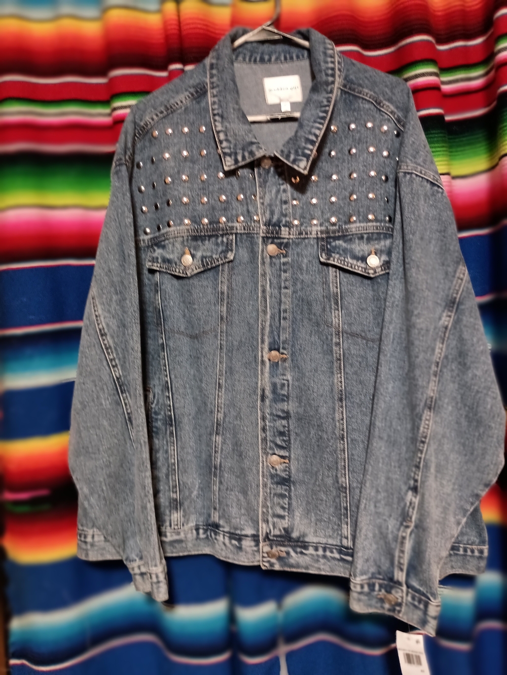 NWT Madden Girl Studded Blue Denim Jacket 4X